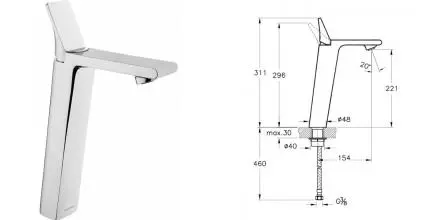 Смеситель для раковины «Vitra» Memoria A42331EXPA хром Смеситель для раковины «Vitra» Memoria A42331EXPA хром