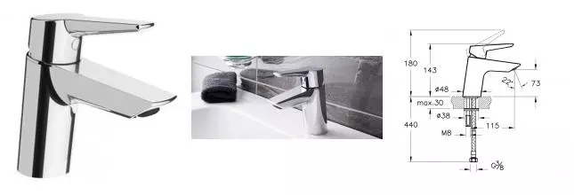 Смеситель для раковины «Vitra» Solid S A42440EXP хром Смеситель для раковины «Vitra» Solid S A42440EXP хром
