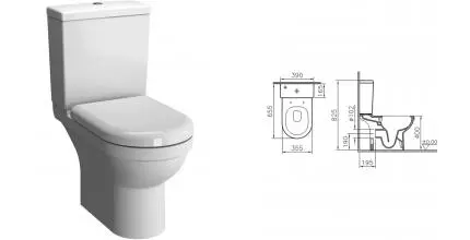 Унитаз компакт безободковый «Vitra» S50 9797B003-7204 белый с сиденьем дюропласт белый Унитаз компакт безободковый «Vitra» S50 9797B003-7204 белый с сиденьем дюропласт белый