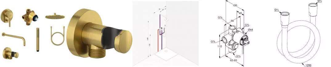 38736N076 Душевой комплект KLUDI BOZZ 7in1 золото матовый 38736N076 · Bozz, Kludi, 38736N076