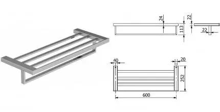 Полотенцедержатель с полкой «Kludi» Vela C 3198905 на стену хром
