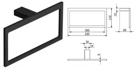 Полотенцедержатель «Kludi» Vela C 3197839 на стену чёрный матовый