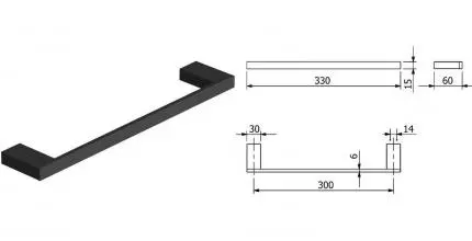 Полотенцедержатель «Kludi» Vela C 3196239 на стену чёрный матовый
