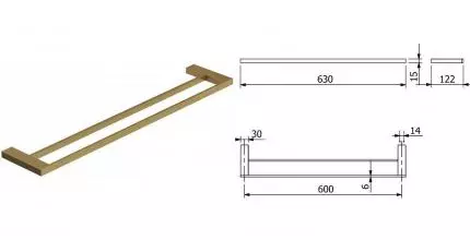 Полотенцедержатель двойной «Kludi» Vela C 31988N0 на стену брашированное золото
