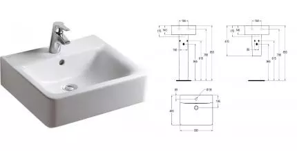 Раковина «Ideal Standard» Connect Cube 50/46 E788401 фарфоровая белая Раковина «Ideal Standard» Connect Cube 50/46 E788401 фарфоровая белая