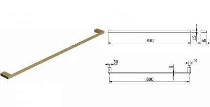 Полотенцедержатель «Kludi» Vela C 31961N0 на стену брашированное золото