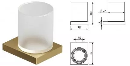 Стакан для зубных щёток «Kludi» Vela C 31975N0 на стену брашированное золото