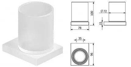 Стакан для зубных щёток «Kludi» Vela C 3197553 на стену белый матовый