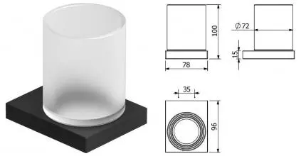 Стакан для зубных щёток «Kludi» Vela C 3197539 на стену чёрный матовый