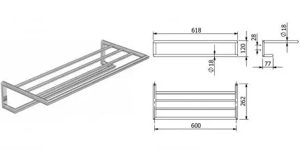 Полотенцедержатель с полкой «Kludi» Vela R 5898905 на стену хром