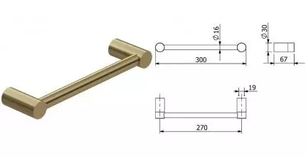 Полотенцедержатель «Kludi» Vela R 58962N0 на стену брашированное золото
