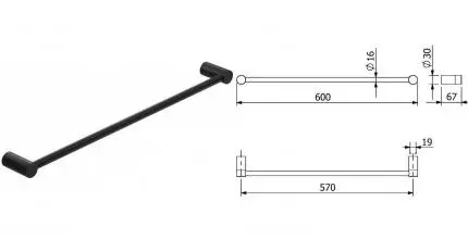 Полотенцедержатель «Kludi» Vela R 5897939 на стену чёрный матовый