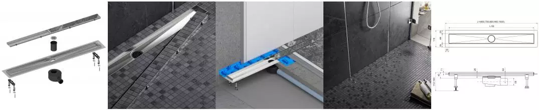 Душевой лоток «Timo» Drain System 1000 DS230210/01 боковой выпуск под плитку/сатин Душевой лоток «Timo» Drain System 1000 DS230210/01 боковой выпуск под плитку/сатин