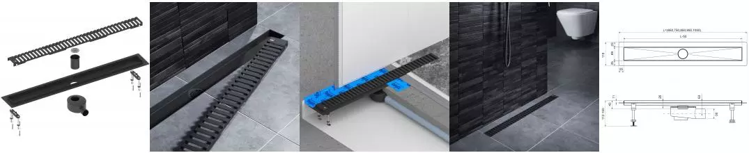 Душевой лоток «Timo» Drain System 800 DS230108/03 боковой выпуск чёрный Душевой лоток «Timo» Drain System 800 DS230108/03 боковой выпуск чёрный