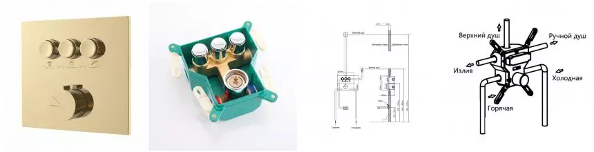 Смеситель для душа «Vincea» VSCV-431BG4 брашированное золото
