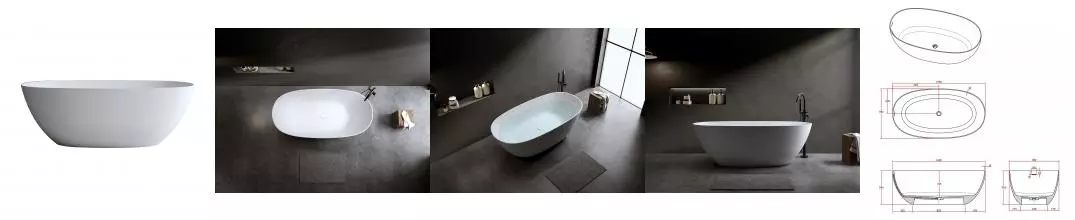 Ванна из искусственного камня «Timo» solid Satu1450 145/78 с ножками с сифоном белая матовая Ванна из искусственного камня «Timo» solid Satu1450 145/78 с ножками с сифоном белая матовая