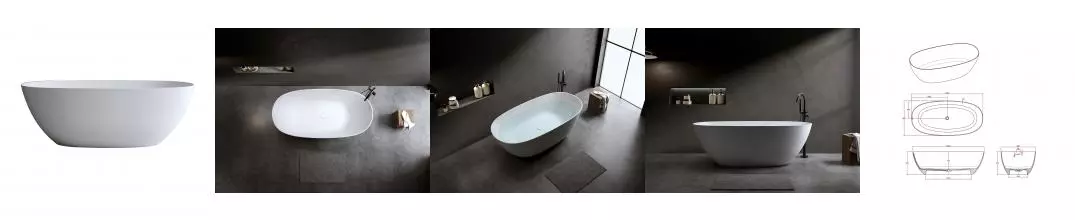 Ванна из искусственного камня «Timo» solid Satu1650 165/80 с ножками с сифоном белая матовая Ванна из искусственного камня «Timo» solid Satu1650 165/80 с ножками с сифоном белая матовая