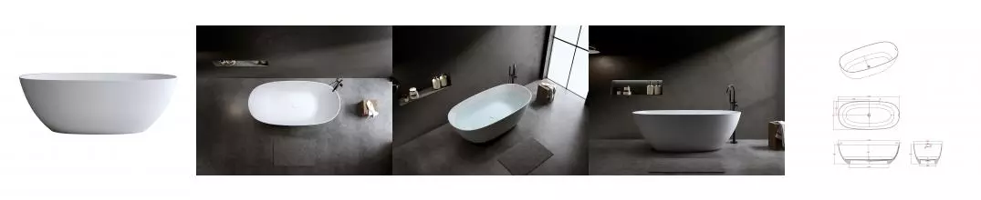 Ванна из искусственного камня «Timo» solid Satu1750 175/81 с ножками с сифоном белая матовая Ванна из искусственного камня «Timo» solid Satu1750 175/81 с ножками с сифоном белая матовая