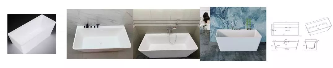 Ванна из искусственного камня «Timo» solid Erika1700 170/75 с ножками с сифоном белая матовая