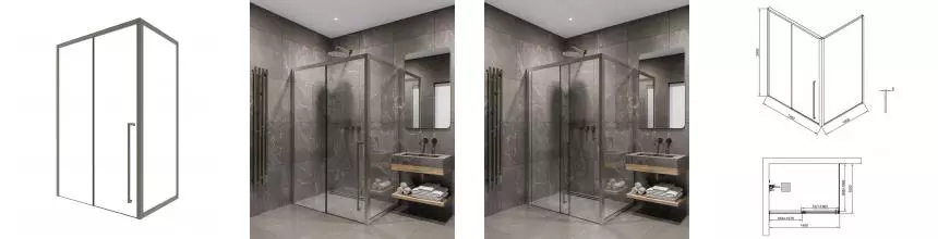 Душевой угол-ограждение «Timo» T50R+T61 140/100 прозрачный/никель прямоугольный без поддона правый