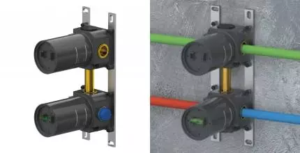 Внутренняя часть смесителя «Remer» WBOX92 вертикальная на 2 выхода