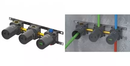 Внутренняя часть смесителя «Remer» WBOX97D2 горизонтальная на 2 выхода