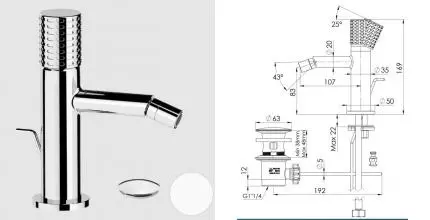 Смеситель для биде «Remer» CEC20BO с донным клапаном белый матовый