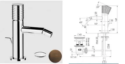 Смеситель для биде «Remer» CEC20BR с донным клапаном бронза масляная