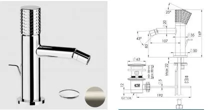 Смеситель для биде «Remer» CEC20XV с донным клапаном сталь