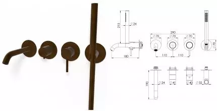Внешняя часть смесителя «Remer» X-Style X53D2PWBBR масляная бронза