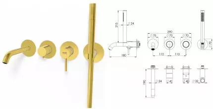 Внешняя часть смесителя «Remer» X-Style X53D2PWBDO золото