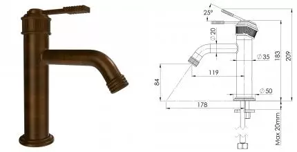 Смеситель для раковины «Remer» Atelier AL12BR масляная бронза
