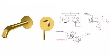 Внешняя часть смесителя «Remer» Metrica MC15PWBBG брашированное золото