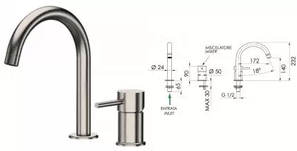 Смеситель для раковины «Remer» X-style inox SSX57 нержавеющая сталь Смеситель для раковины «Remer» X-style inox SSX57 нержавеющая сталь