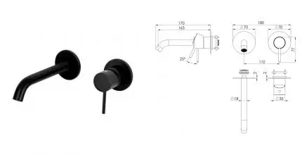 Смеситель для скрытого монтажа «Remer» X-style X15PLWBNO черный матовый