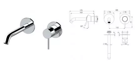 Смеситель для скрытого монтажа «Remer» X-style X15PLWBXV сталь