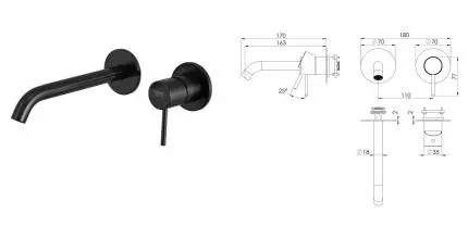 Смеситель для скрытого монтажа «Remer» X-style X15PWBCFP черный брашированный хром