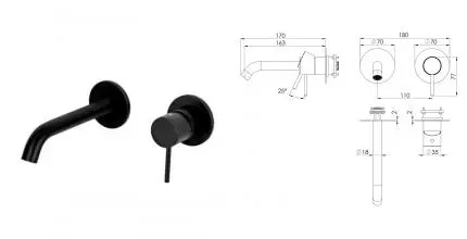 Смеситель для скрытого монтажа «Remer» X-style X15PWBNO черный матовый