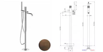 Напольный смеситель для ванны с душем «Remer» Celebrity CEC08BR бронза масляная