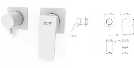 Смеситель для скрытого монтажа «Remer» Absolute AU92ZPWBBO белый матовый