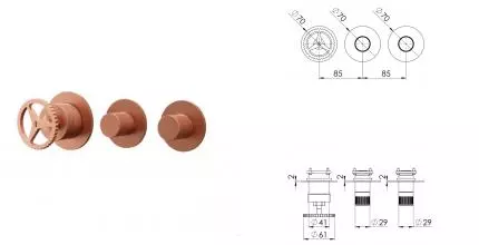 Смеситель для скрытого монтажа «Remer» Chrono CH98D2PWBRP медь брашированная