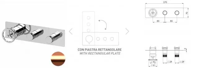 Смеситель для скрытого монтажа «Remer» Chrono CH98D2WBRP медь брашированная