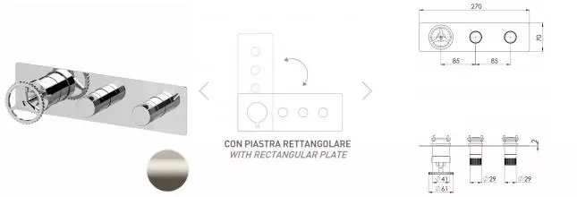 Смеситель для скрытого монтажа «Remer» Chrono CH98D2WBXV сталь