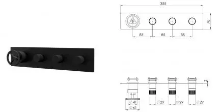 Смеситель для скрытого монтажа «Remer» Chrono CH98D3WBNO чёрный матовый