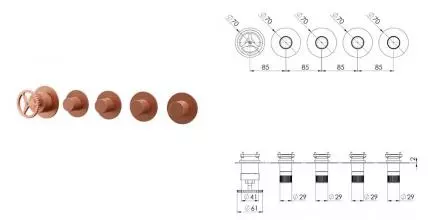 Смеситель для скрытого монтажа «Remer» Chrono CH98D4PWBRP медь брашированная