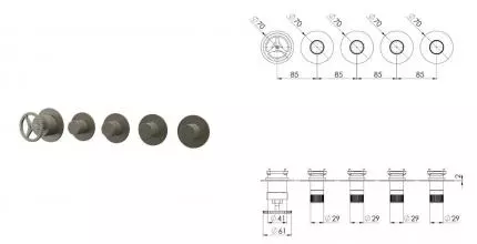 Смеситель для скрытого монтажа «Remer» Chrono CH98D4PWBXV сталь