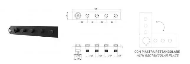 Смеситель для скрытого монтажа «Remer» Chrono CH98D4WBCFP чёрный брашированный хром