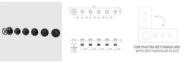 Смеситель для скрытого монтажа «Remer» Chrono CH98D5PWBCFP чёрный брашированный хром