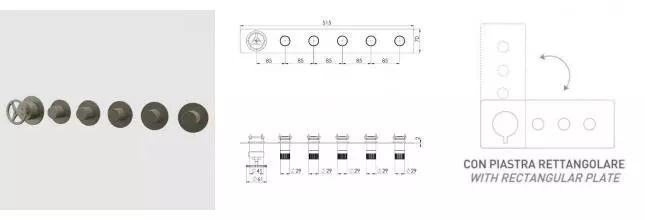 Смеситель для скрытого монтажа «Remer» Chrono CH98D5PWBXV сталь