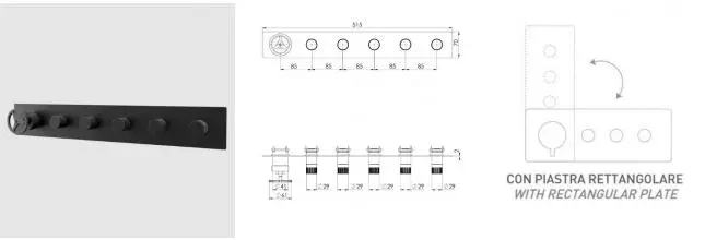 Смеситель для скрытого монтажа «Remer» Chrono CH98D5WBCFP чёрный брашированный хром